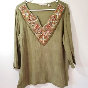 Soft Surroundings Embroidered Tunic Top